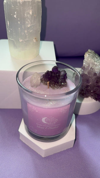 Amethyst & Clear Quartz Candle - SMILE EMPOWERMENT Amethyst & Clear Quartz Candle SMILE EMPOWERMENT SMILE EMPOWERMENT